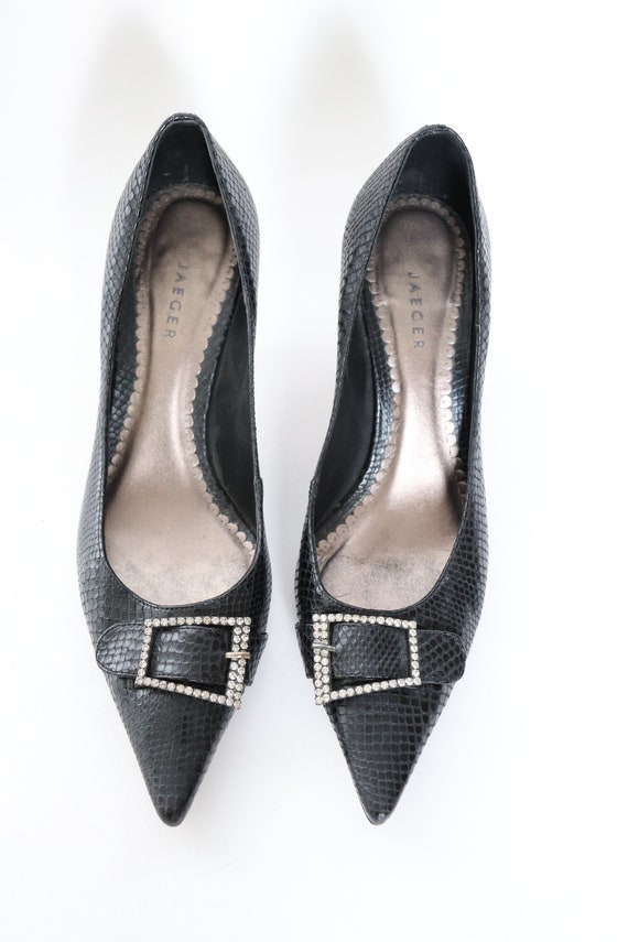 Jaeger Stiletto Shoes - Black Leather - Label 39 … - image 2