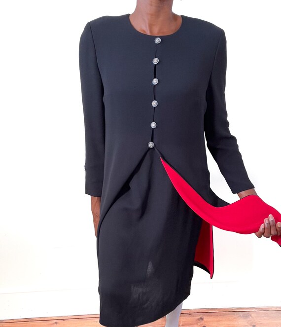 Frank Usher Coat Occasion Dress Red Black Long Sleeve -14