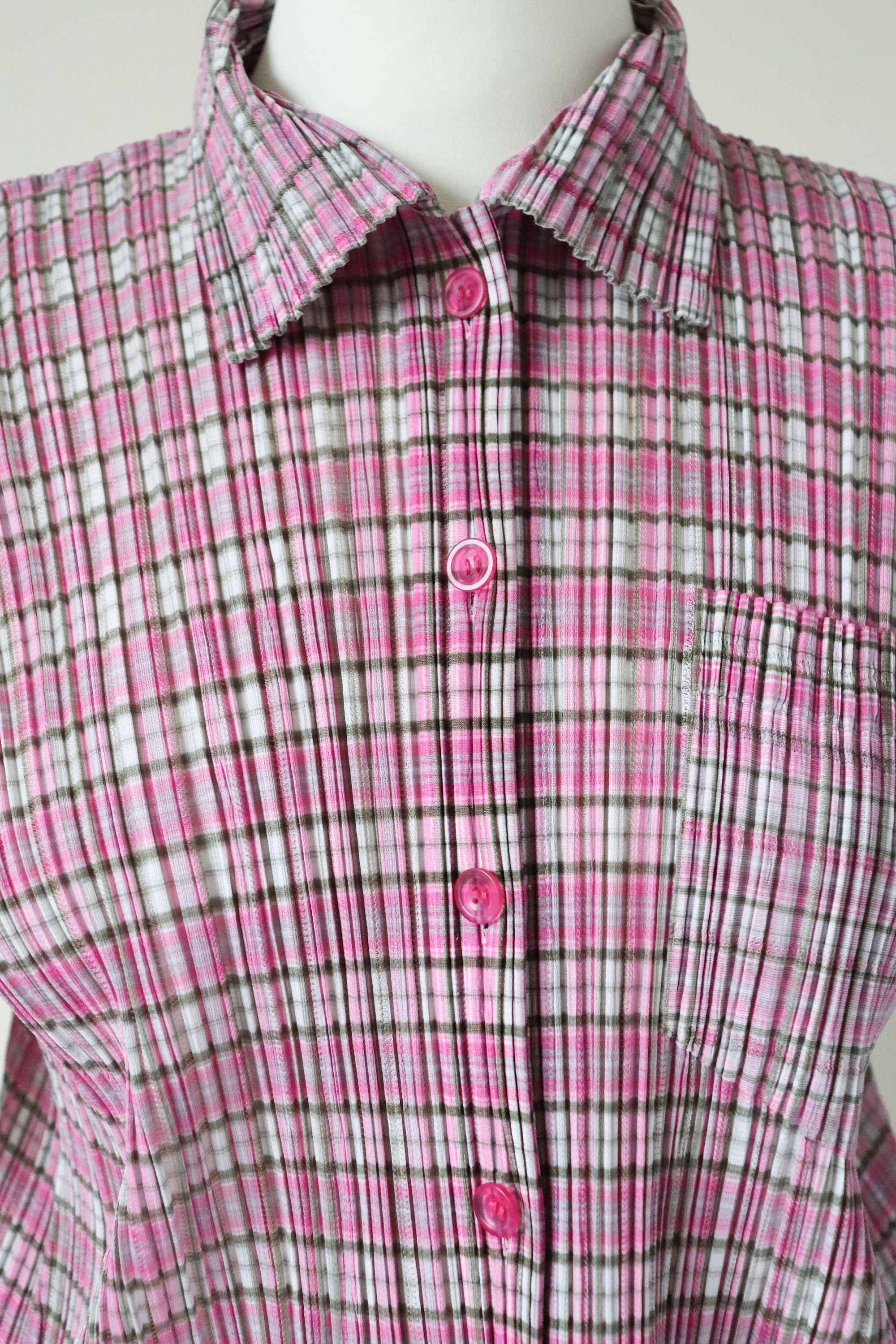 Issey Miyake Pleats Please Top - Short Sleeve Shirt - Pink