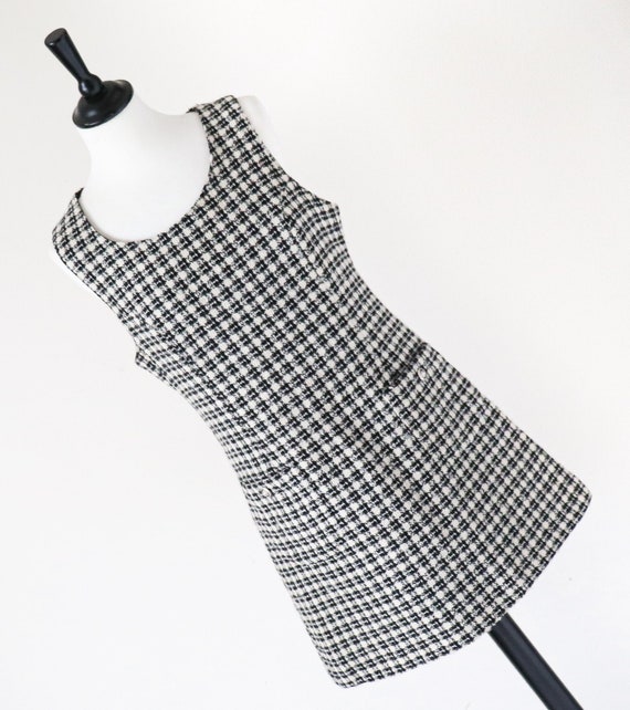 Robe droite en tweed chasuble sans manches pied de poule creme noir M UK12 Etsy Canada