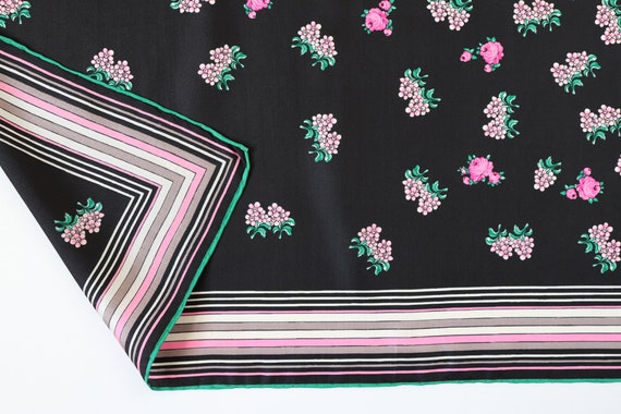 Vintage Silk Scarf - 1970s Floral Sprig Print - B… - image 3