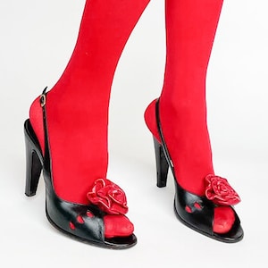 LEZILLA Vintage Slingback Sandal- Black / Red - UK 4 / 4.5  -  37 / 37.5