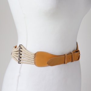 Rope Belt Vintage Leather 1980s -  Small