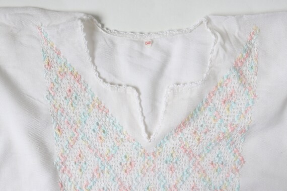 Vintage Woven Peasant Top - Muslin - Short Sleeve… - image 7