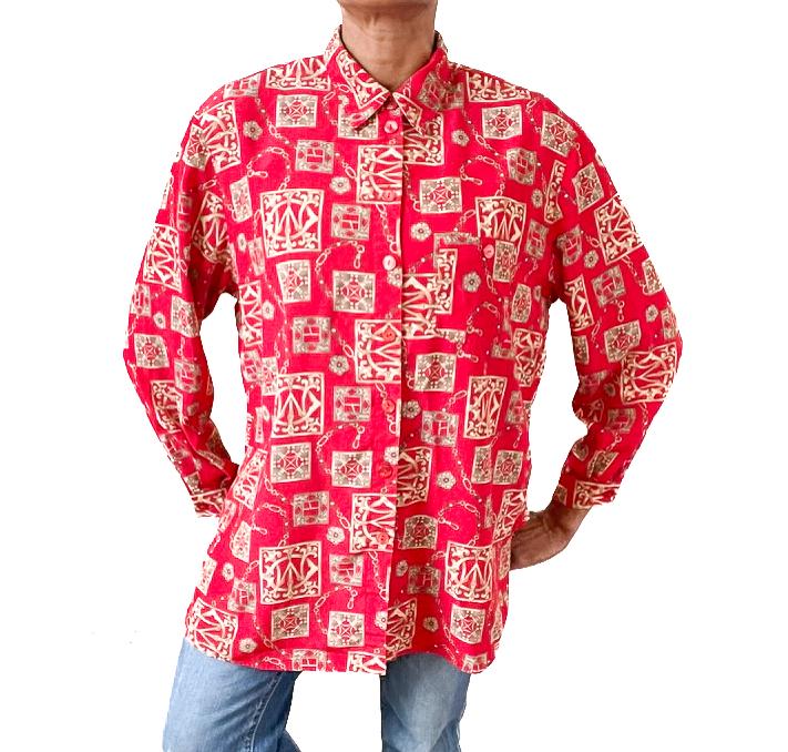 デザイン性抜群 ヨーロピアン柄 鎖柄 チェーン柄 レトロ 個性派古着 ポリシャツ VERSACE - デザイン性抜群 ヨーロピアン柄 鎖柄 チェーン柄 レトロ