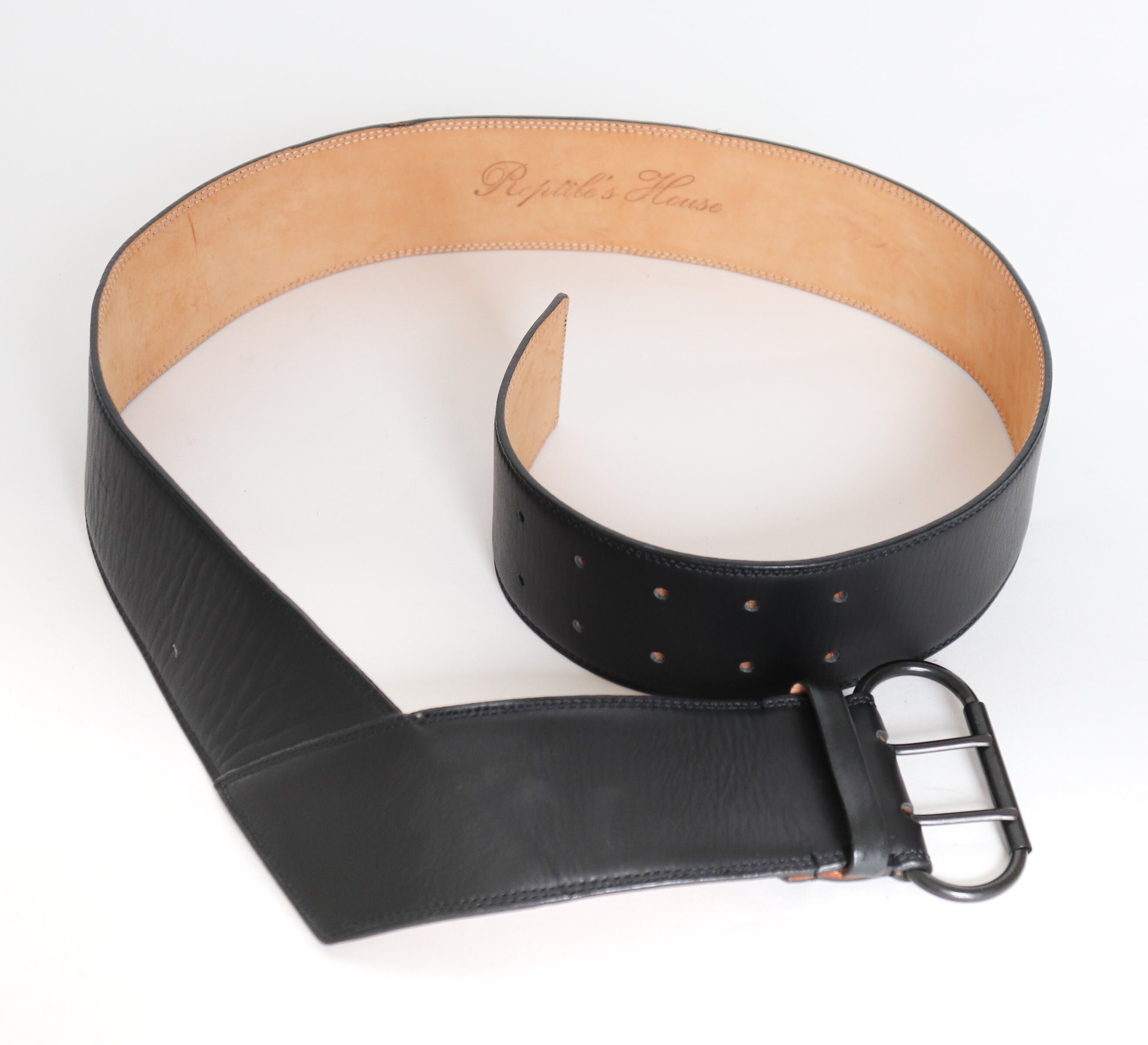 Reptile's House Wide Belt - Black ALL Leather - Waist / Hip