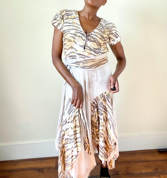 1980s Cotton Jersey Animal Print Jungle Tarzan Dress Lydiane Paris S UK 10 Etsy