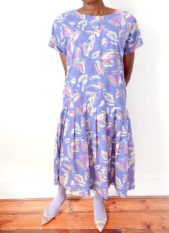 Laura Ashley, Vintage Laura Ashley Drop Waist Cotton Dress - Summer - 1980s - Fit UK 12