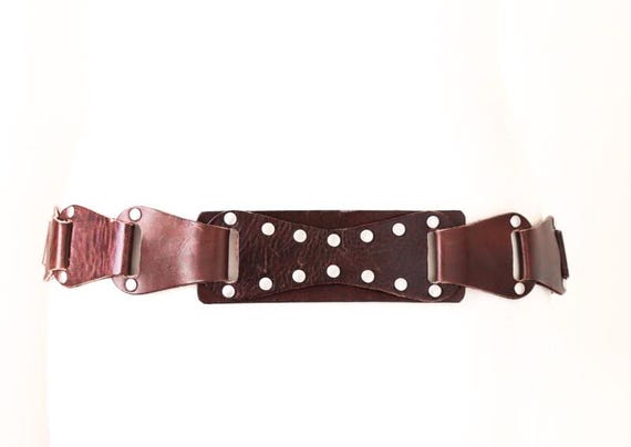 Leather Belt Woven / Looped - Brown -1970s Style - F by FRIIS - 90 cm - Large View 6