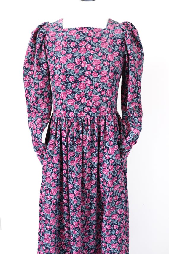 90’s Gray Floral Tie Back Maxi Dress Cottagecore by Laura Ashley main image 0