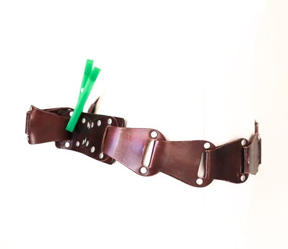 Leather Belt Woven / Looped - Brown -1970s Style - F by FRIIS - 90 cm - Large View 5