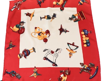 Foulard Soie Die Spiegelburg - Multicolore, Vintage, Très Bon état