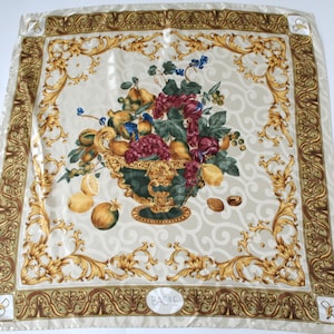 Basile - Pedestal fruit bowl vintage silk scarf - Large