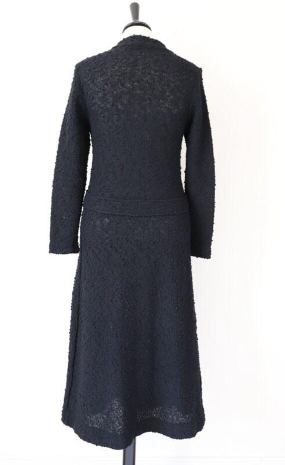 Vintage Knitted Cardigan Coat - 1960s - Black Boucle -  HARRIS - Fit S / UK 10 View 6