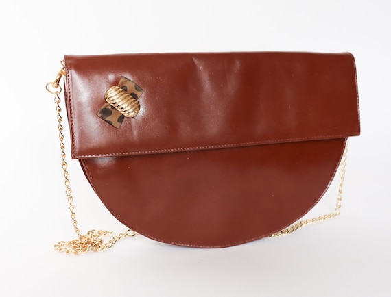 Brown Shoulder Bag / Clutch Bag - Vintage 1980s- … - image 3