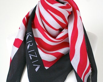 Krizia wool zebra print red black vintage scarf - Large