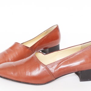 Vintage Mid Heel Loafers / Pumps - Brown Leather - NICOL - Fit Narrow 39 / UK 6