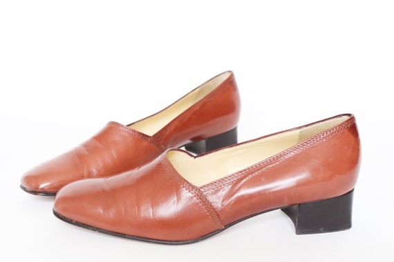 Vintage Mid Heel Loafers Pumps Brown Leather NICOL Fit Narrow 39 UK 6 Etsy Ireland
