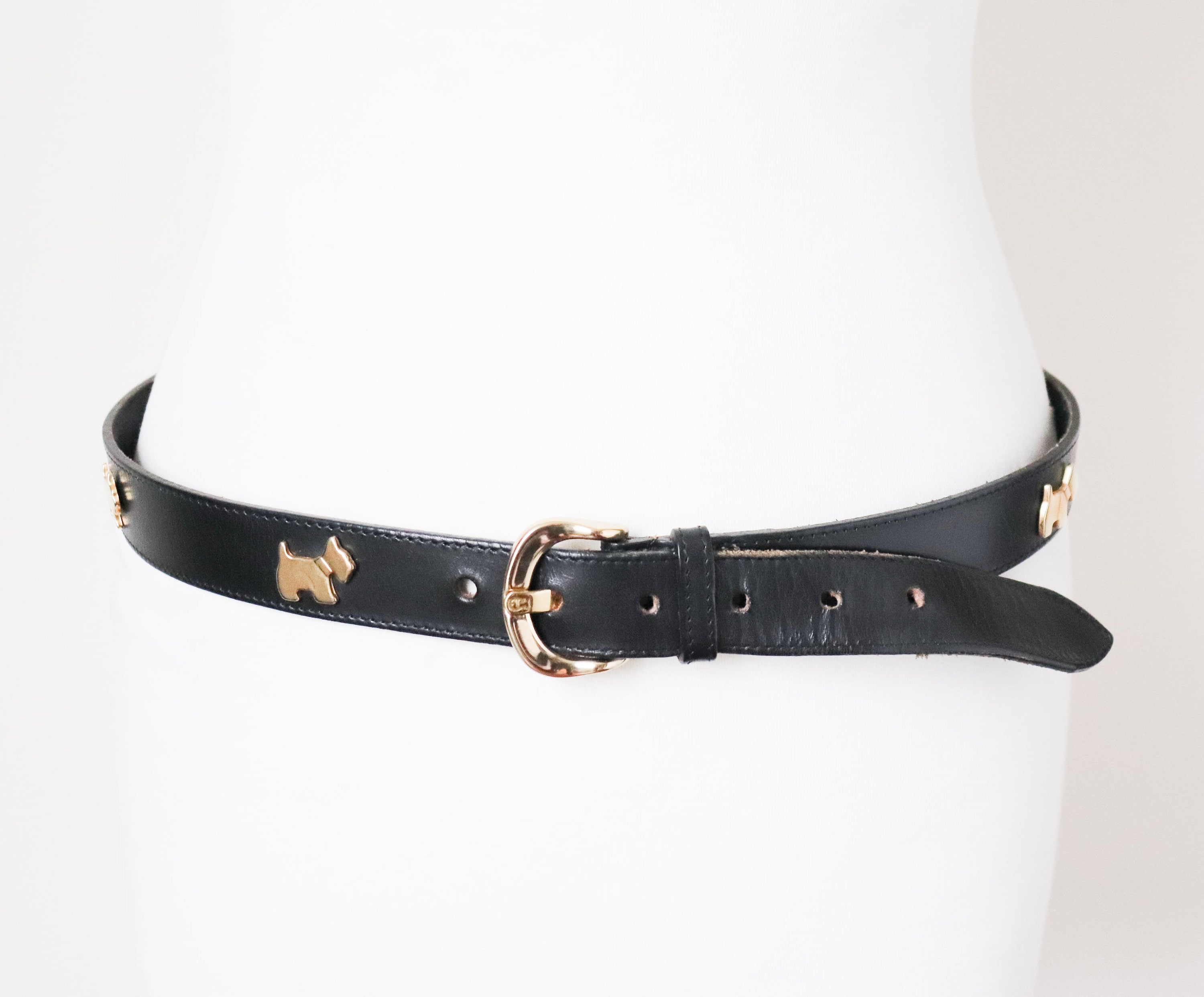 Motif Leather Vintage Belt - Terrier Dogs / Scottie - Black  display picture 2