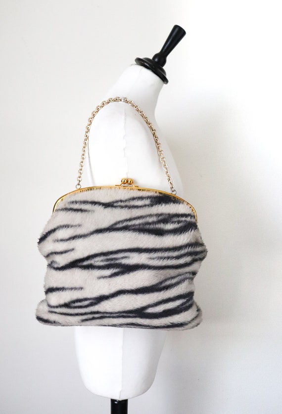 Faux Fur Animal / Zebra Print Shoulder / Handbag -