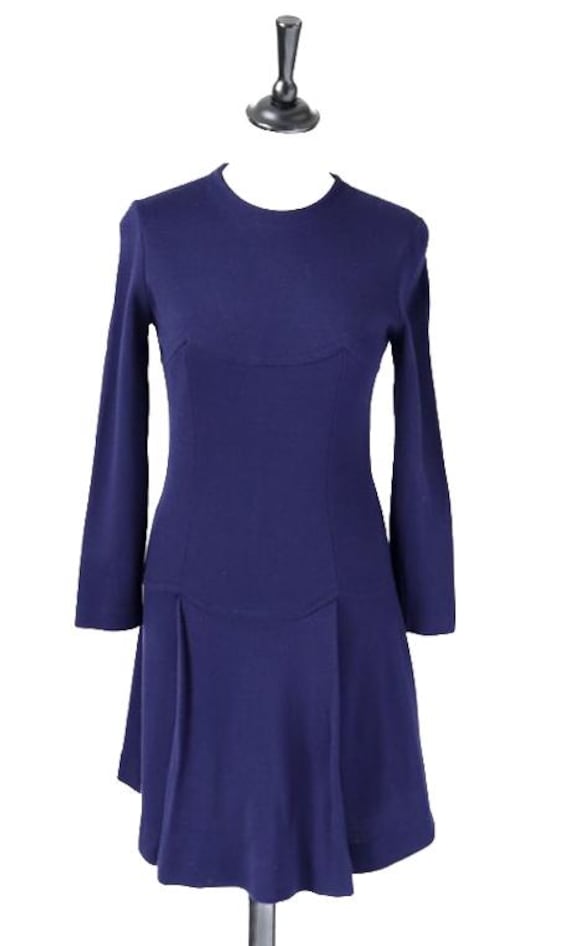 Vintage 1960s Mini Dress - Mary Quant Look - Blue Long