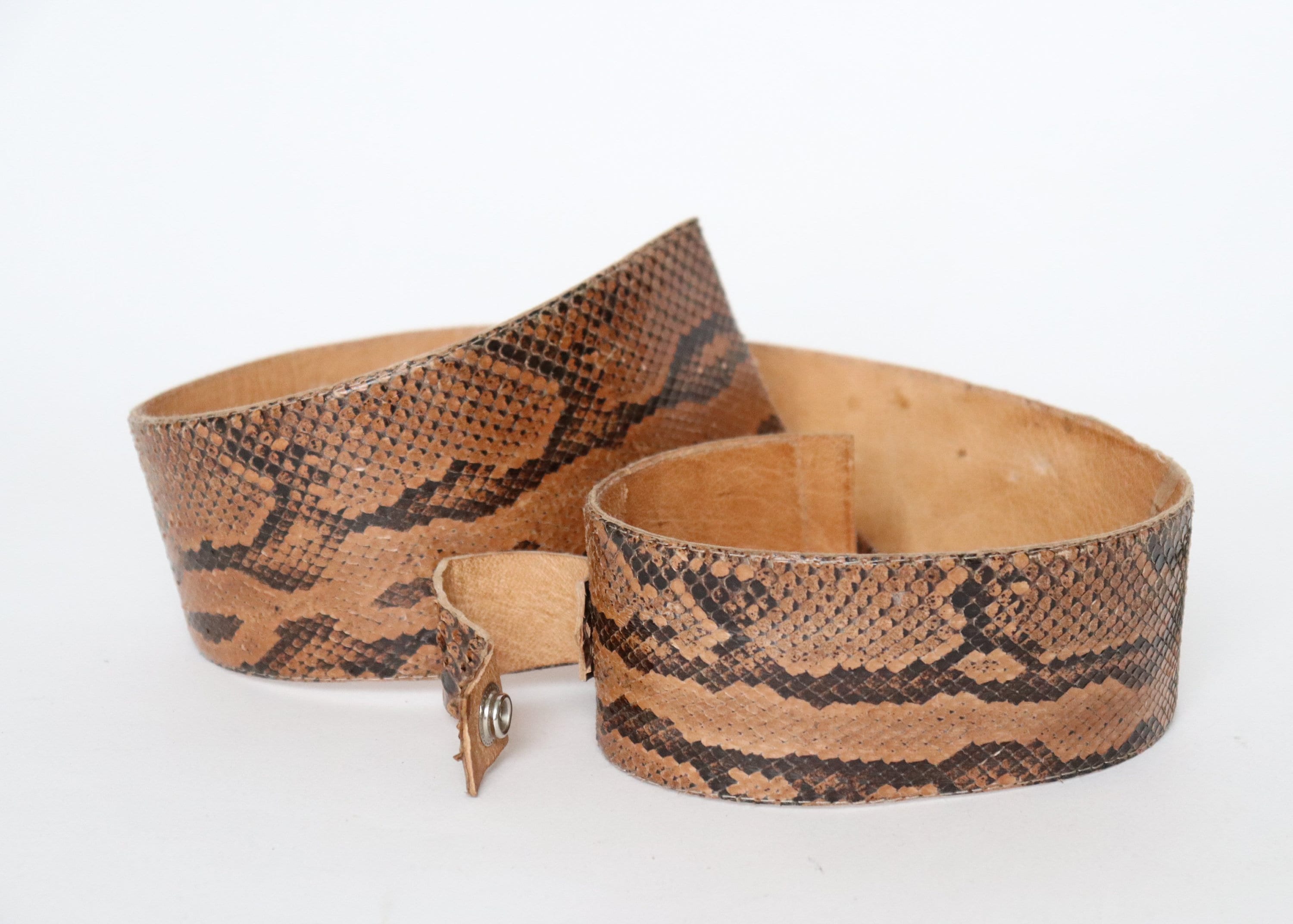 Genuine Snakeskin Tan Leather Vintage Corset Belt - Wide  display picture 1