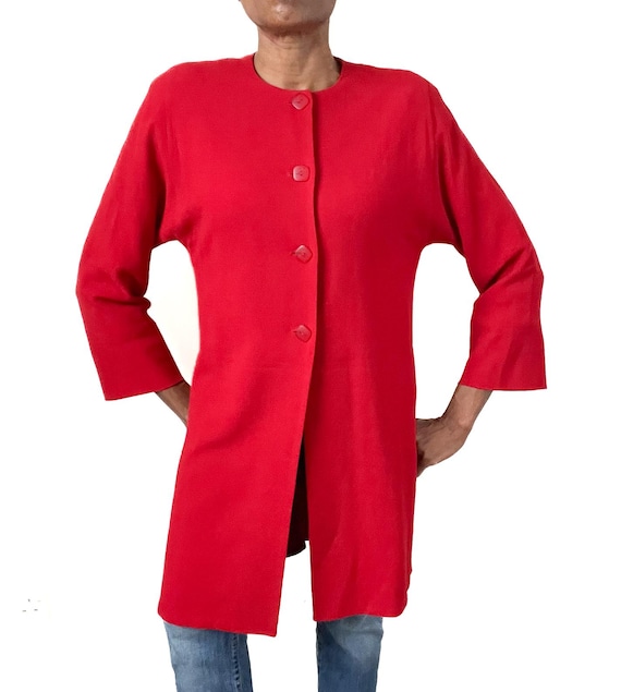 Jean Muir, Jean Muir Jacket - Red -Wool - Label 10 - Fit UK 14 / Large
