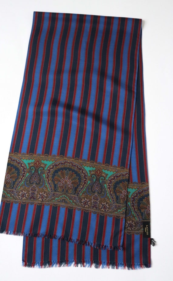 LANVIN Vintage Men's Silk Scarf - Striped / Paisle
