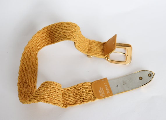 Yellow Woven Vintage 1980s Belt - Raffia / Rope/ … - image 9