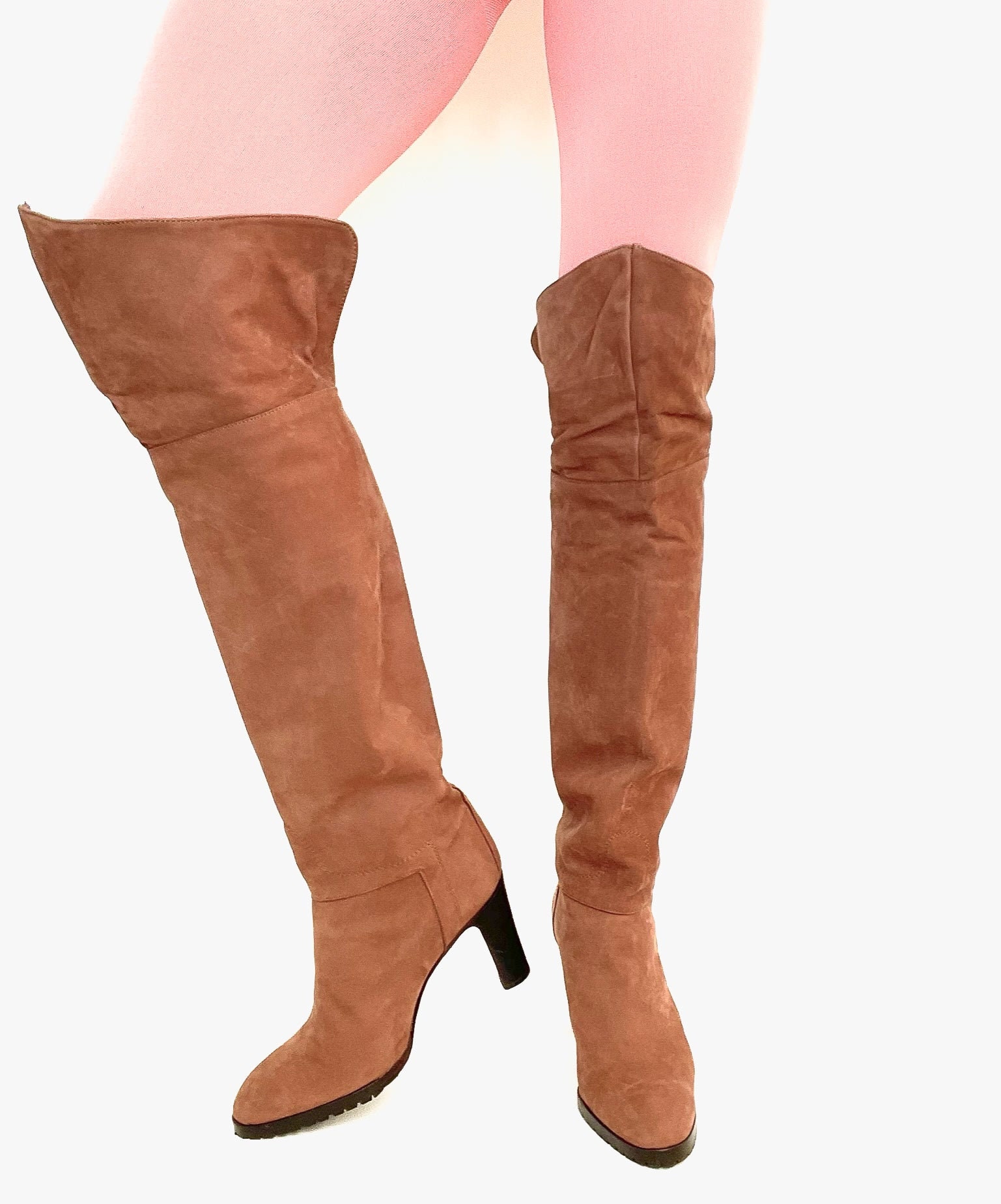 Over the Knee Thigh High Boots Vintage Brown Nubuck Suede Leather 40 UK 7 Etsy