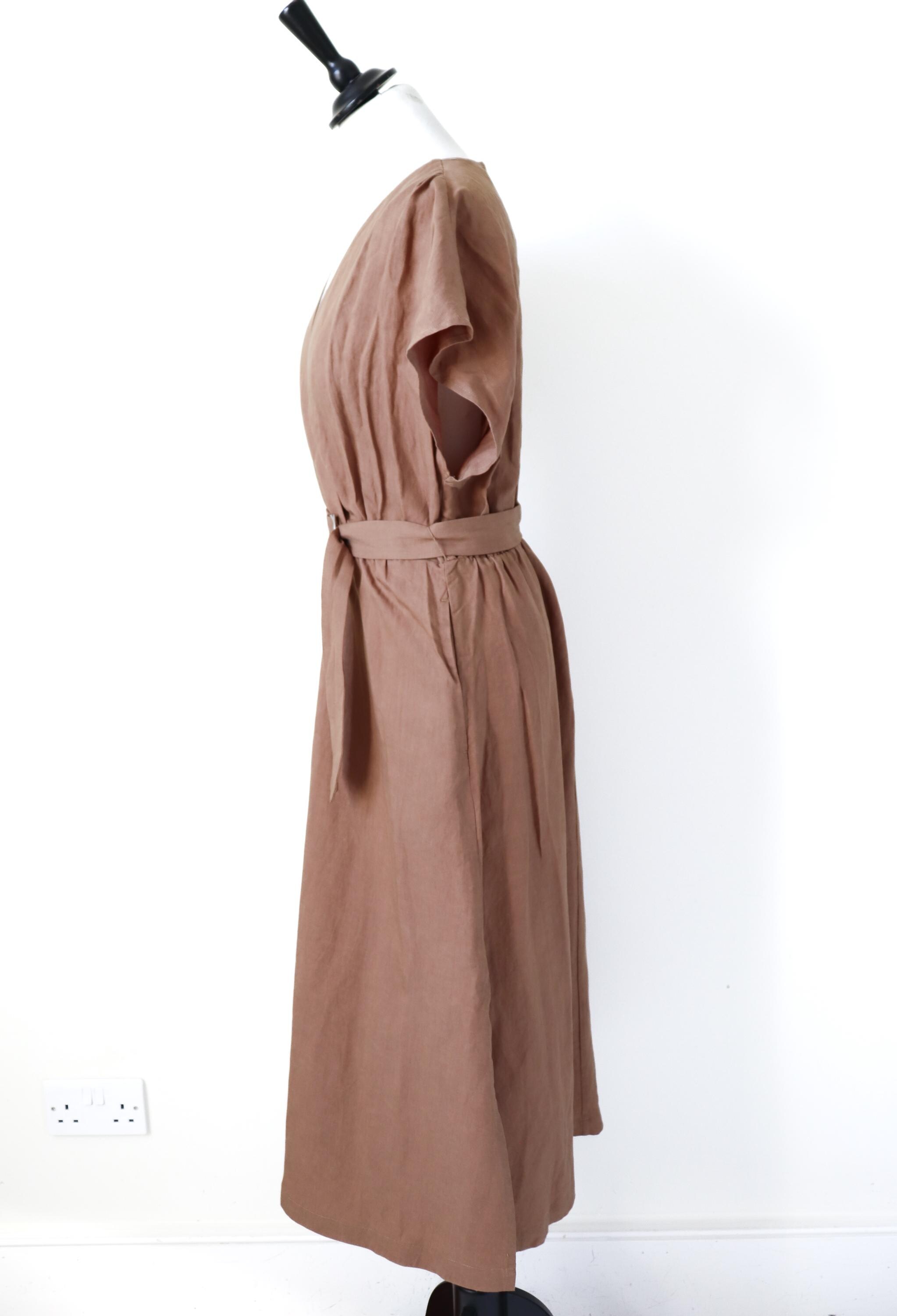 French Connection Wrap Front Dress - Brown Linen Blend - Label 10 - Fit M /  UK 12 - Etsy
