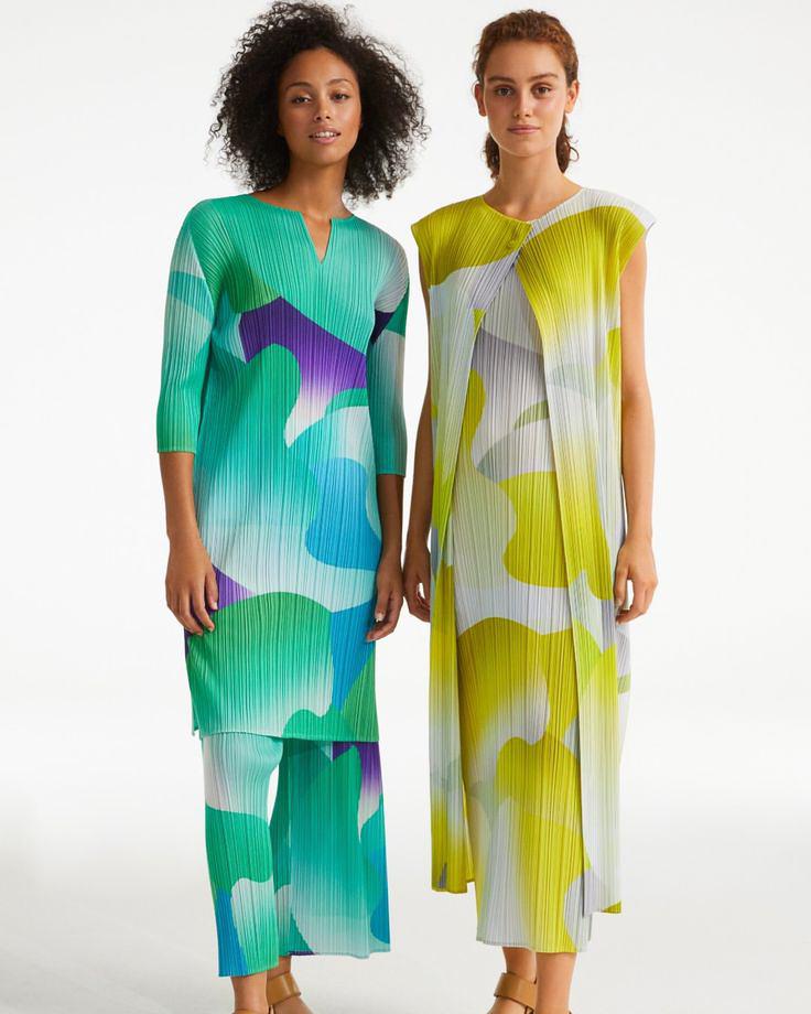 イッセイミヤケ プリーツプリーズ スカーフ イエロー系 AO523C ISSEY MIYAKE - イッセイミヤケ プリーツプリーズ スカーフ イエロー系