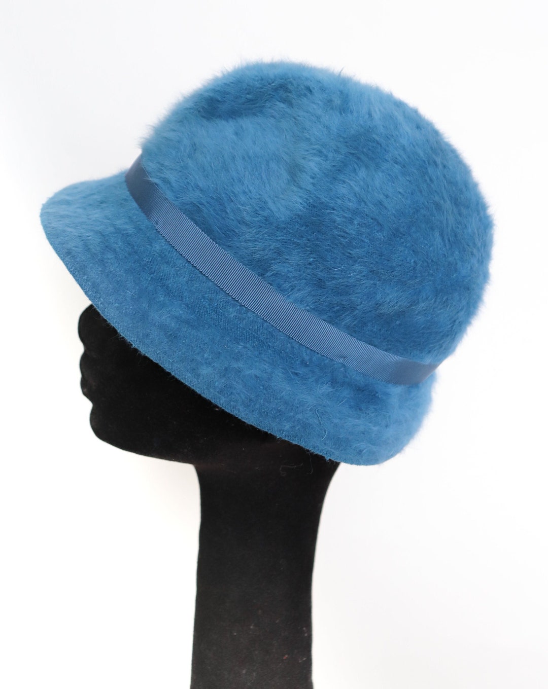 Vintage Ladies Kangol Bucket Hat Blue Angora Fur XXS Etsy