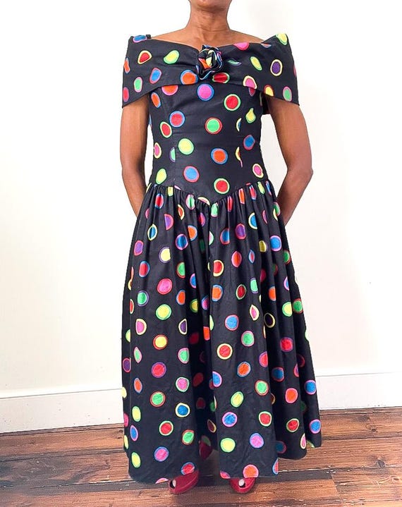 retro maxi dress 70s Brown Black Chenille Crocheted Vintage Maxi Dress