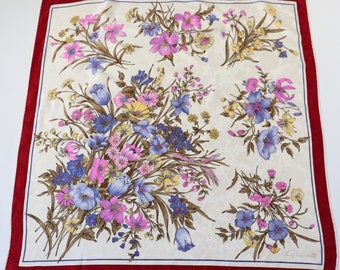 Gabrielli Vintage Silk Scarf - Flora / Floral Print - LARGE