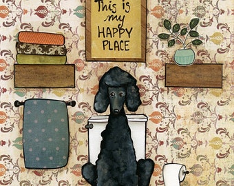 Happy Place Poodle, art print