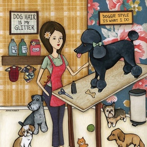 Doggie Style, dog groomer wall  art print