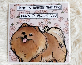 Greet You Pomeranian dog ceramic tile