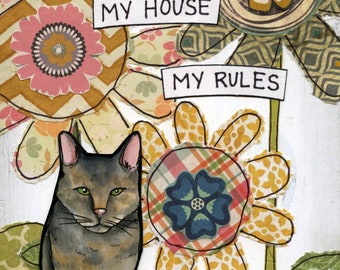 My House, cat wall art print