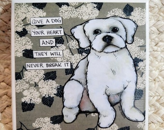 Never Break It Maltese dog decorative coaster tile