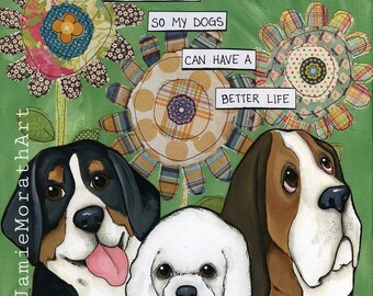 Work Hard Dogs, dog wall art print