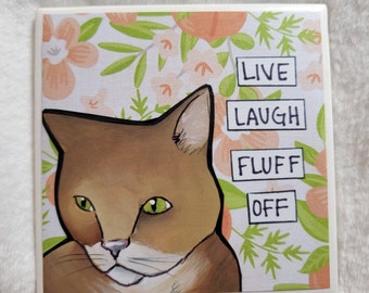 Fluff Off cat decorative coaster tile