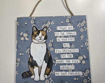 ORIGINAL Sparkle in Your Eyes, mixed media cat painting