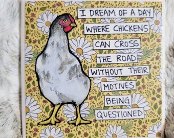 Cross the Road, chicken decorative coaster tile