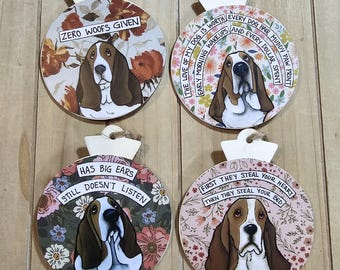 Basset Hound Dog Ornaments