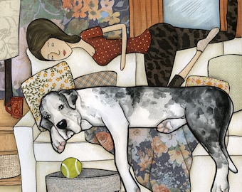 Like Mother Like Dog, Great Dane dog wall art print