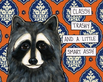 Trashy, raccoon wall art print