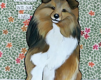 Love and Laughter Sheltie dog wall art print