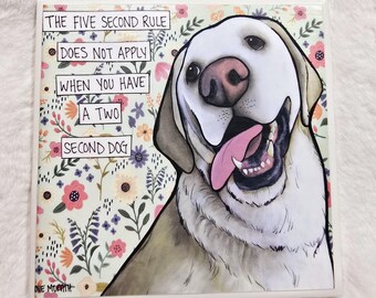 Five Second Rule, Yellow Labrador Retriever dog decorative coaster tile