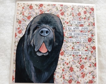 Under the Impression, Newfoundland dog decorative coaster tile